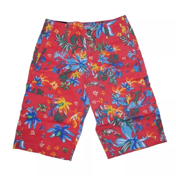 Carbon Cargo Chino Shorts Men's/Boys Size 26-28 Tribal Floral Back to School - Picture 1 of 4